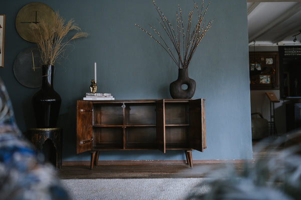 Dressoir vintage stijl walnoot kleur Anjuna 160 cm