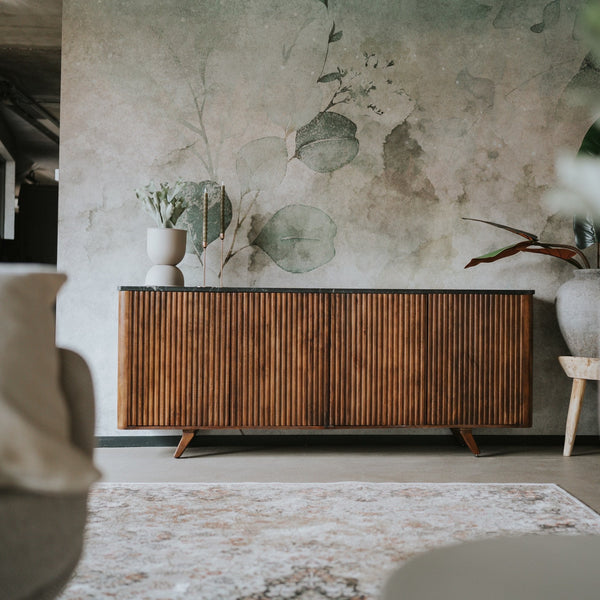 Dressoir walnoot Mahindra met marmer 200cm