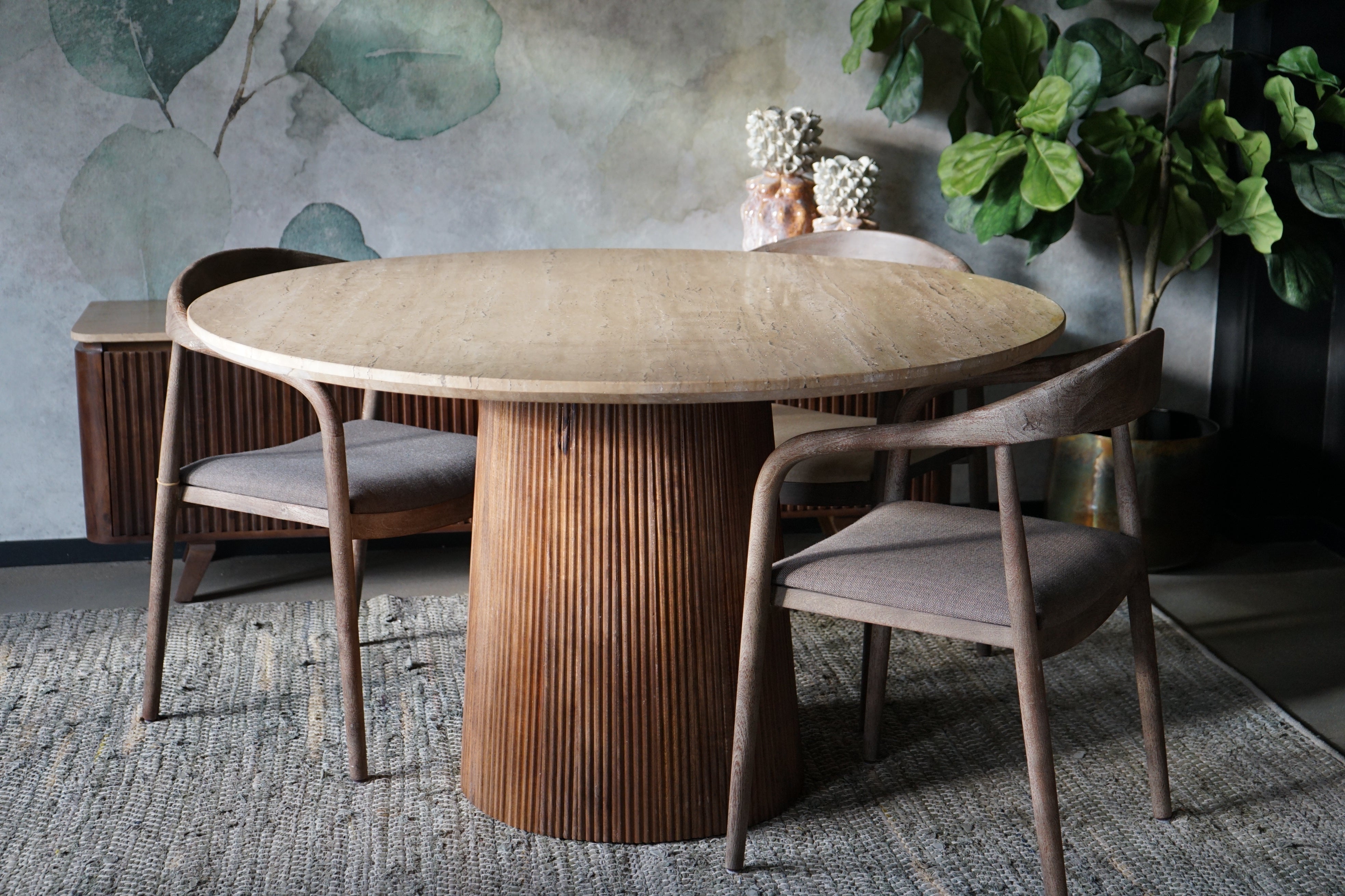 Tafel Agonda travertine blad 129cm