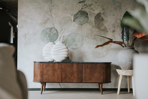 Televisiemeubel Scandinavische stijl walnoot Anjuna met marmer 160 cm