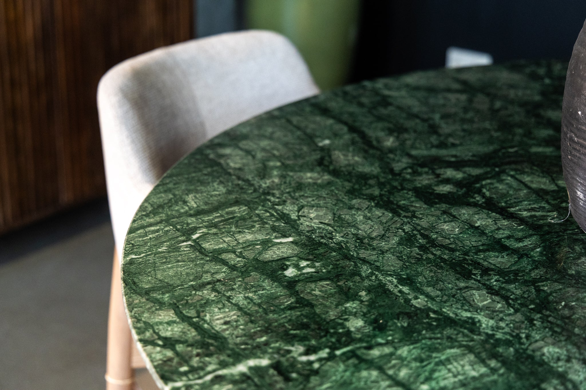 Ronde eettafel zwart en groen marmer Agonda 150 cm