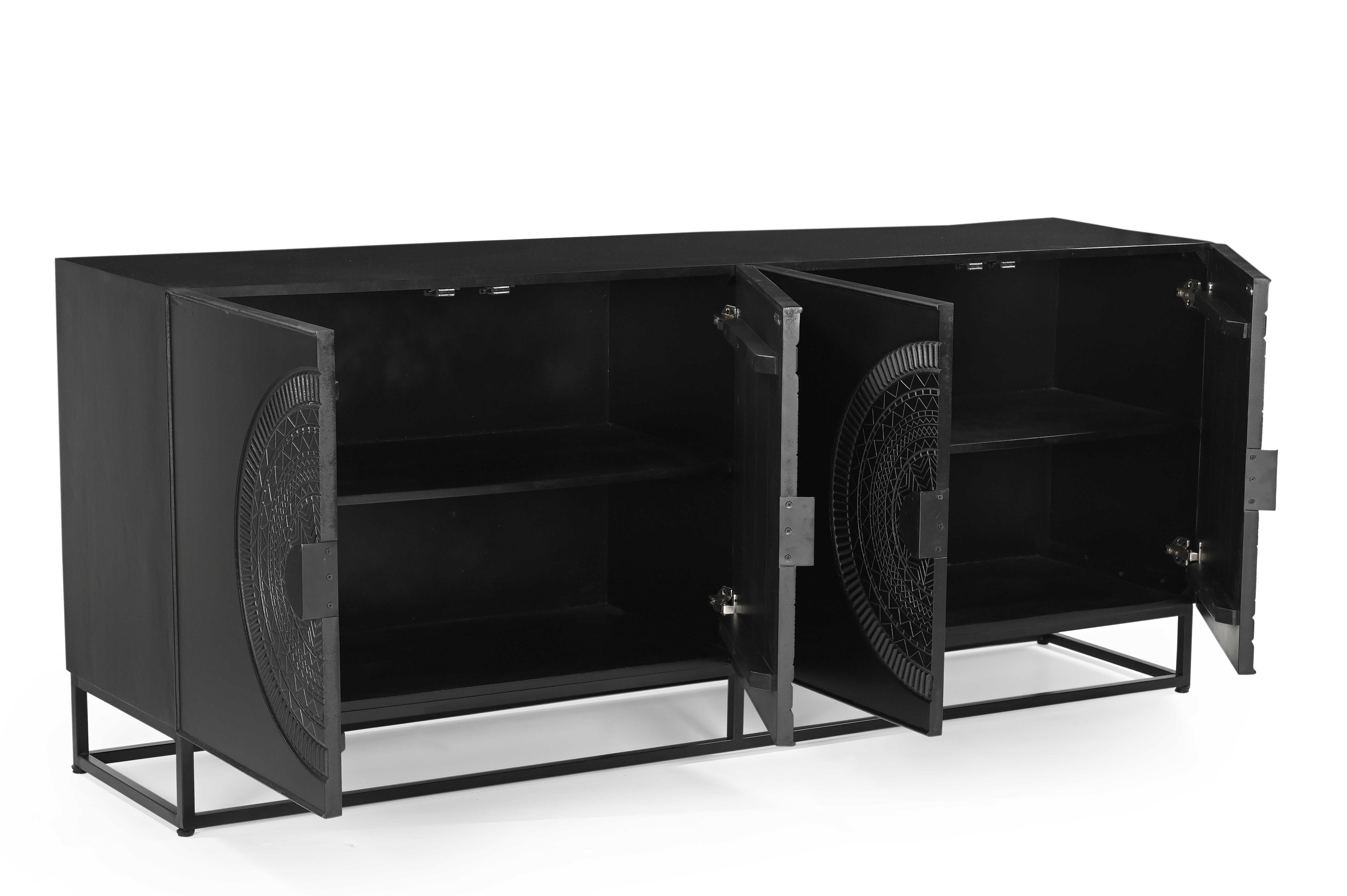 Dressoir met houtsnijwerk zwart Sofia