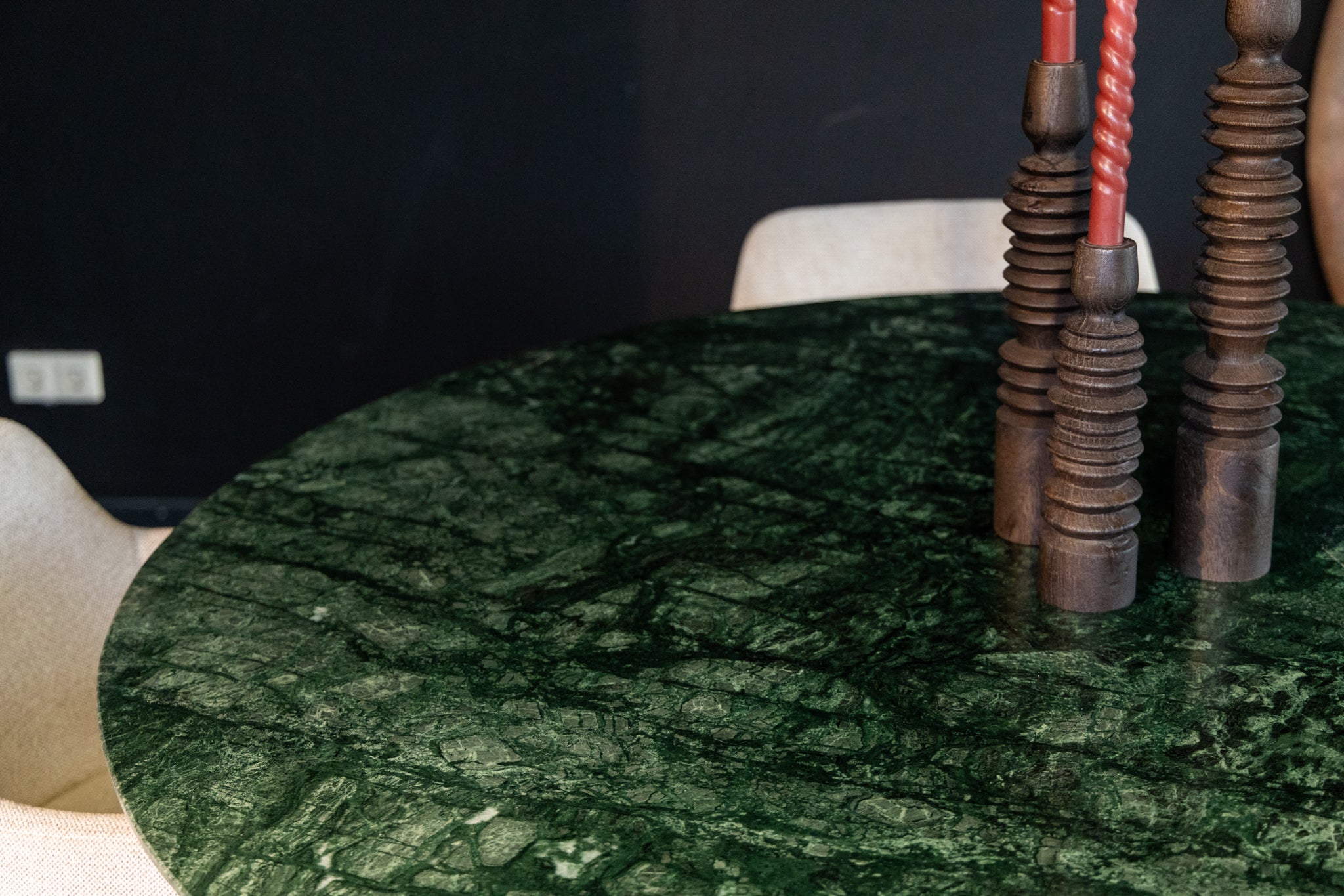 Ronde eettafel zwart en groen marmer Agonda 150 cm