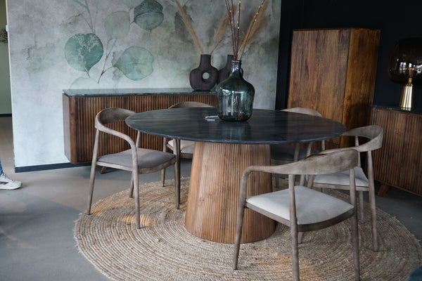 Ronde eettafel zwart en groen marmer Agonda 150 cm
