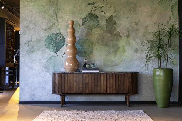 Televisiemeubel vintage stijl walnoot Anjuna met bruin marmer 160 cm