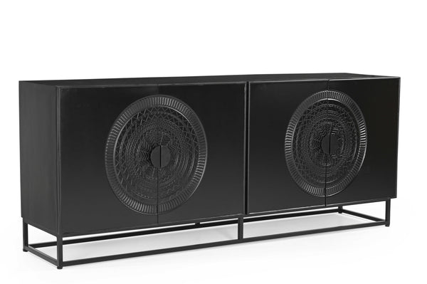 Dressoir met houtsnijwerk zwart Sofia