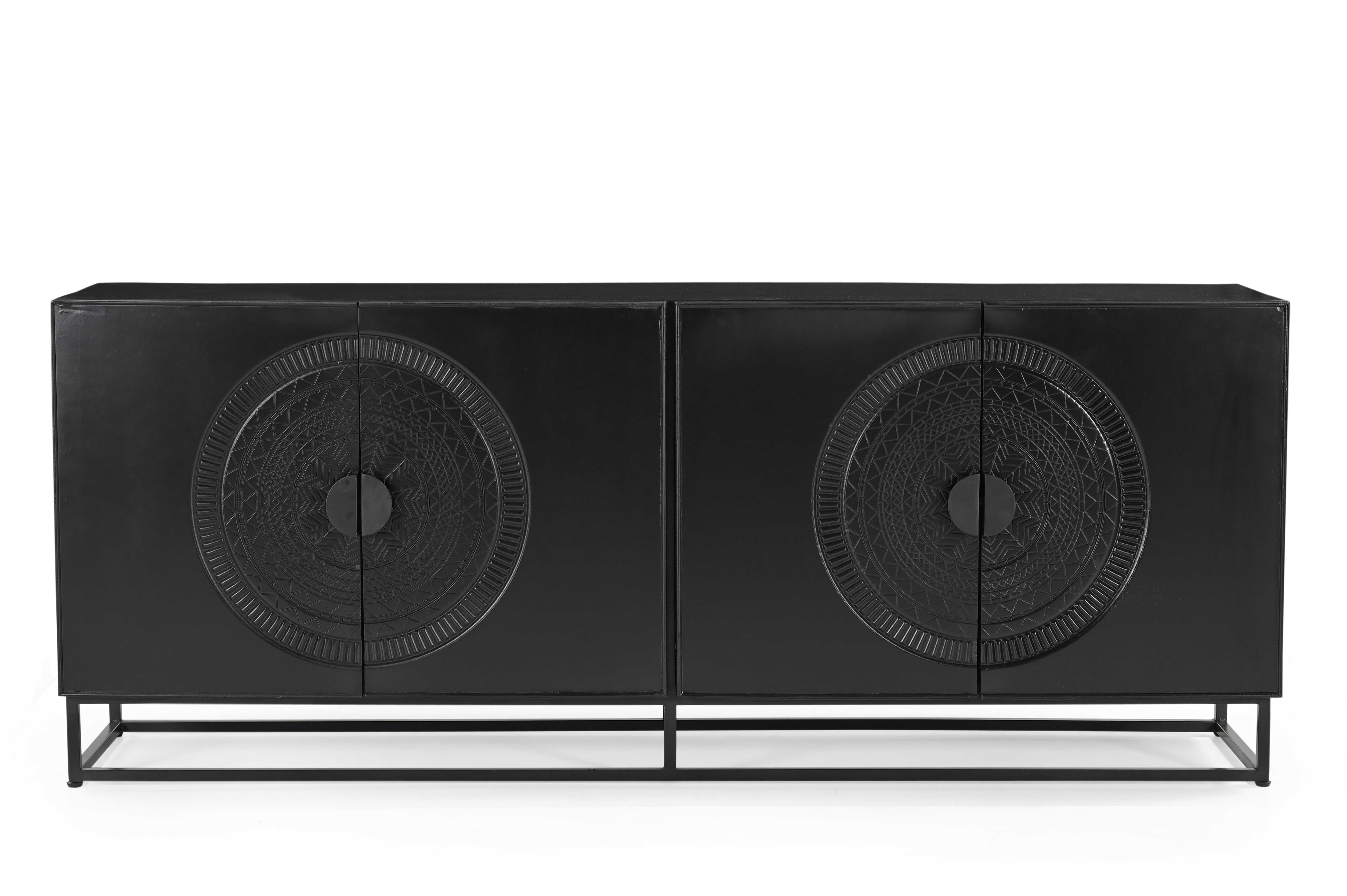 Dressoir met houtsnijwerk zwart Sofia