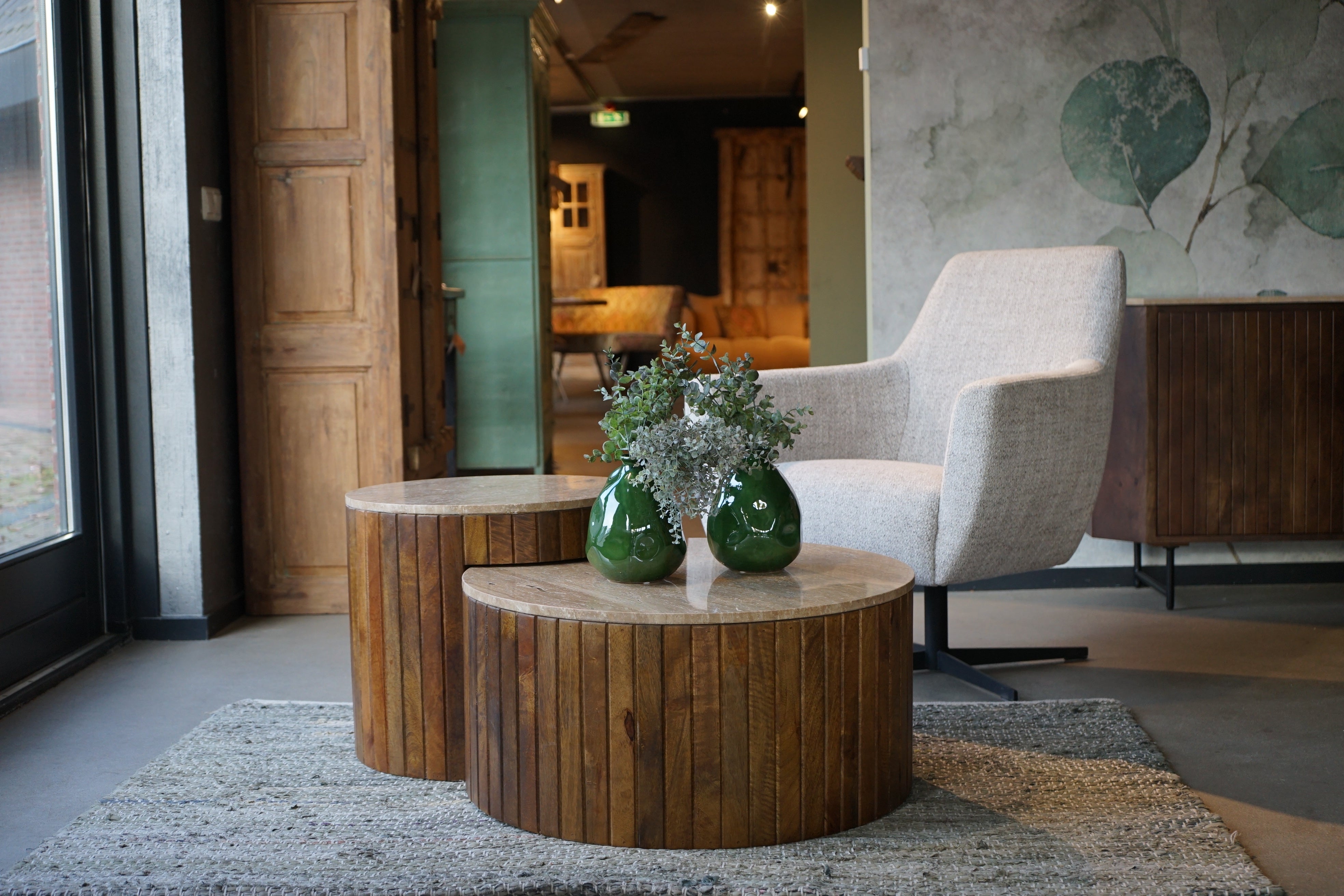 Salontafelset Tirlot travertine top