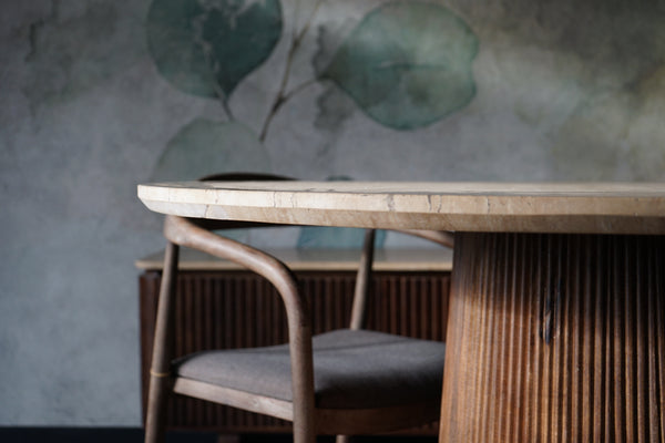 Tafel Agonda travertine blad 129cm