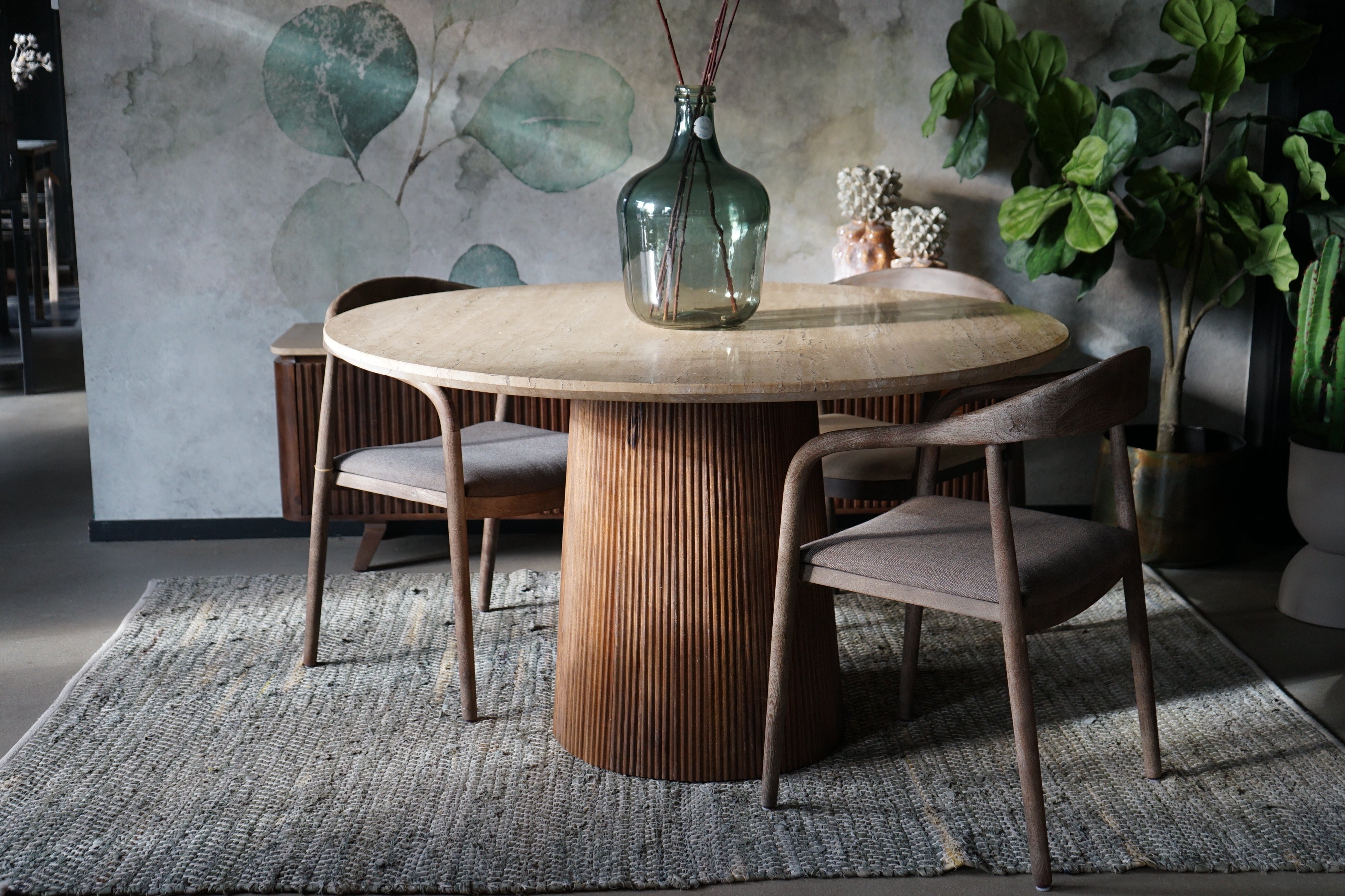 Tafel Agonda travertine blad 129cm