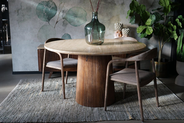 Tafel Agonda travertine blad 129cm